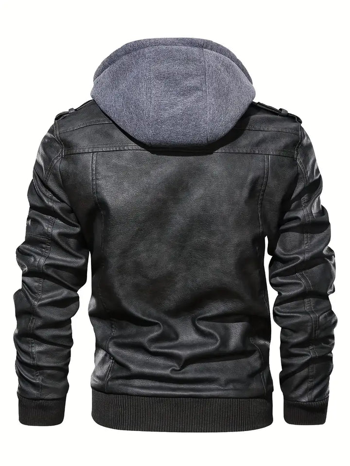 Lars - Leather jacket with hood